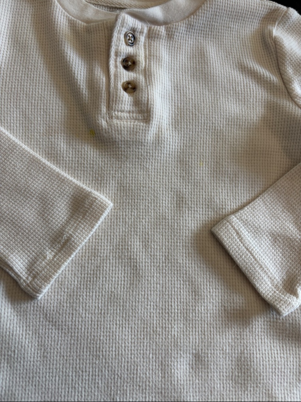 Sammy + Nat White Waffle Henley Long-Sleeve Tee - Picture 3 of 6
